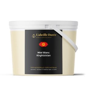 Miel blanc du Kirghizistan en seau.