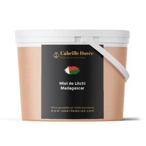 Miel de litchi de Madagascar en seau.