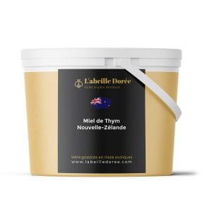 Miel de thym de Nouvelle-Zélande en seau.